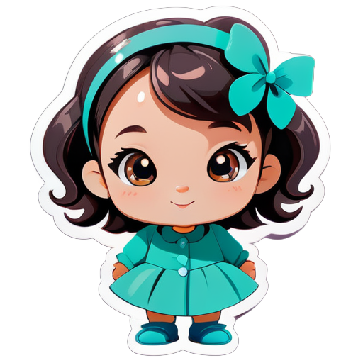 Cute and Adorable little girl cartoon sticker