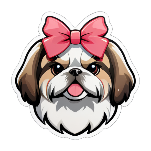 Sticker of a Head of a shihtzu with bow sticker