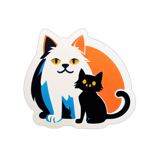 cat with dog sticker