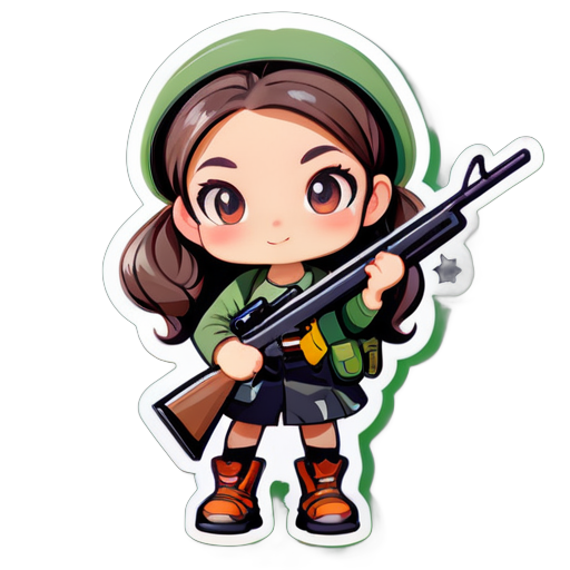 A cute girl holding a rifle sticker