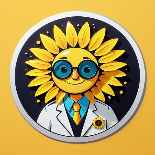 Strahlender Sonnenblumenwissenschaftler sticker