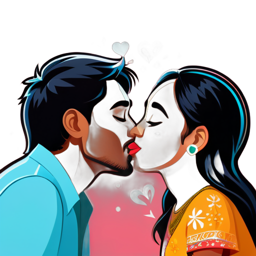 Myanmar girl named Thinzar in love with a indian guy and they are kissing  sticker