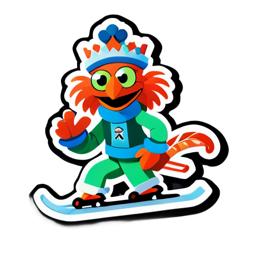 Pepe the king prawn skiing  sticker