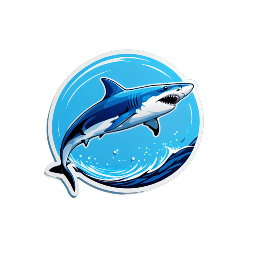 Requin bleu tournant en rond dans l'eau sticker