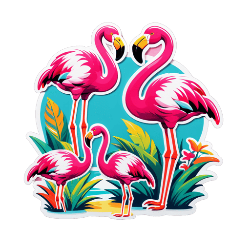 Bông dày Flamingos sticker