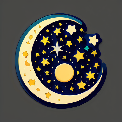 Les étoiles et la lune dans le ciel nocturne sticker