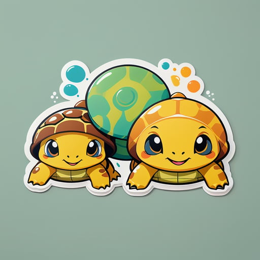 Tortugas rechonchas de color ocre sticker