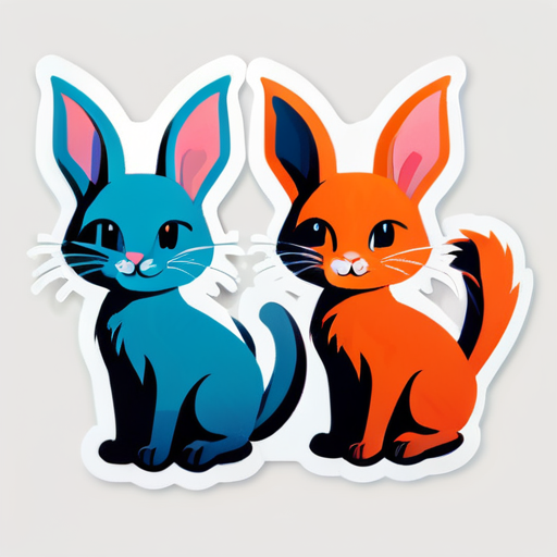 cat and rabbit sticker