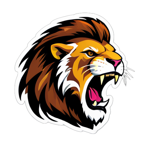 roaring lion side face sticker