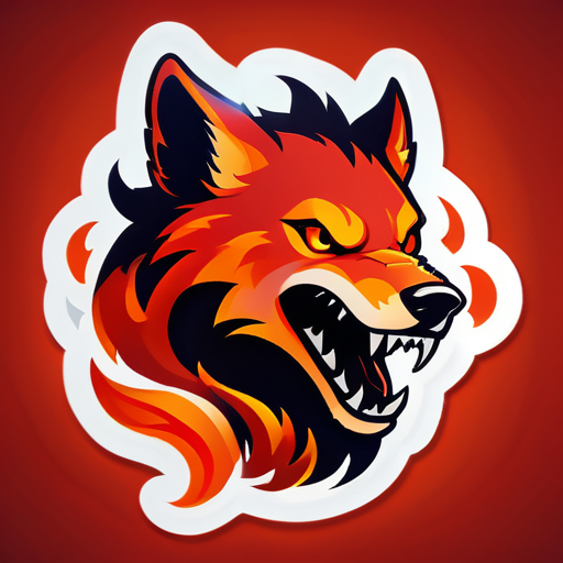 A fiery red and orange wolf silhouette, surrounded by swirling flames. The text "Inferno Howl Gaming" is adorned with flame-like elements, adding to the fiery theme. sticker