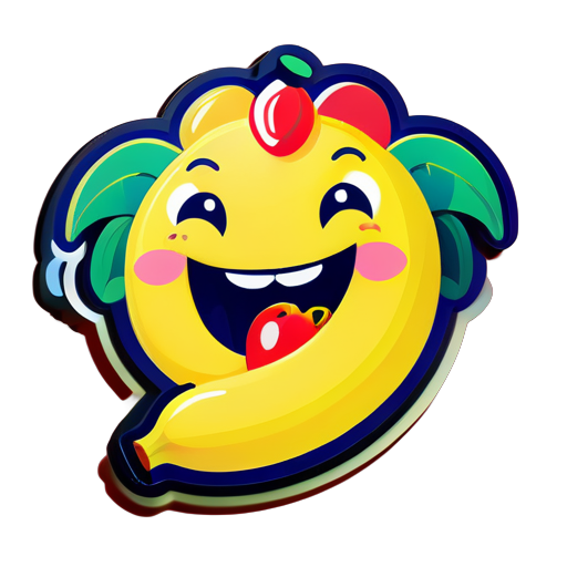 draw a laughing banana at the same time banana eating strawberry sticker