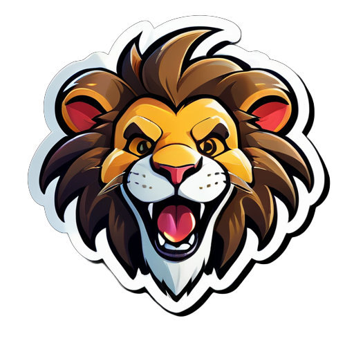 create an gaming logo of an happy lion sticker