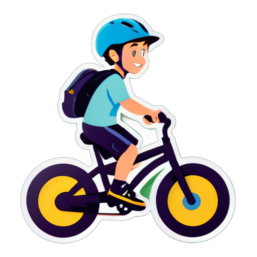 a boy riding a bike sticker