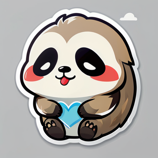 Sad chibi sloth with a little cloud coming out of its mouth. The cloud has a small red heart at the end. sticker