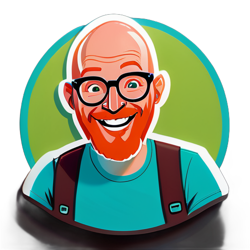 happy bald guy with red beard and round glasses giving approval with the word "YES!" sticker