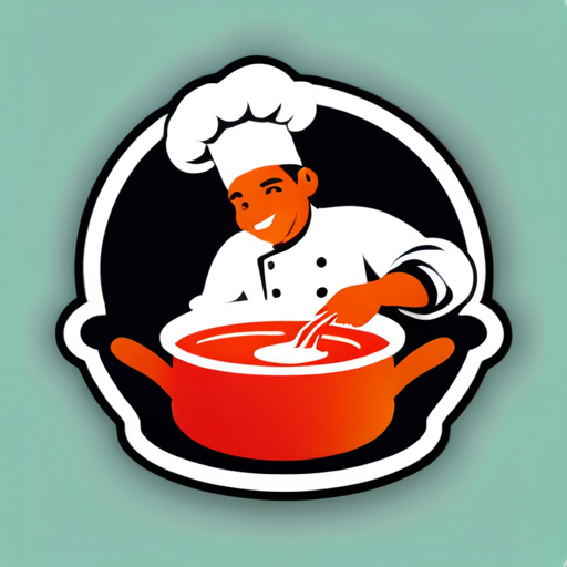 Ein Koch kocht Suppe sticker