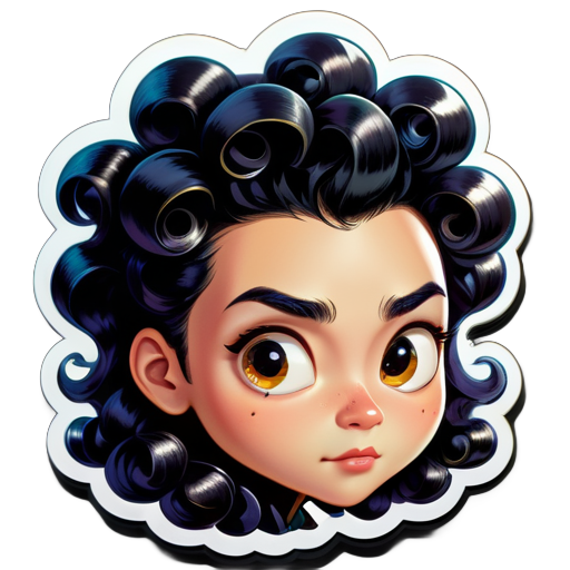 Hair: Black and shiny wool curls, slightly longer. Race: Asian, fair skin. Expression: Thinking about tricky bugs. Occupation: A competent modern programmer. sticker