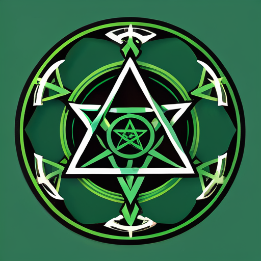 magisches Siegel, Aleister Crowleys einstrichiges Hexagramm, verschlungenes einstrichiges Hexagramm, Zauber, heilig, geheim, grün, kein Hexagramm sticker