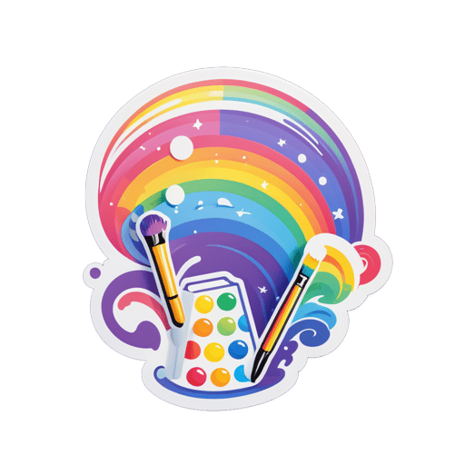 Glückselige Regenbogenmalerin sticker