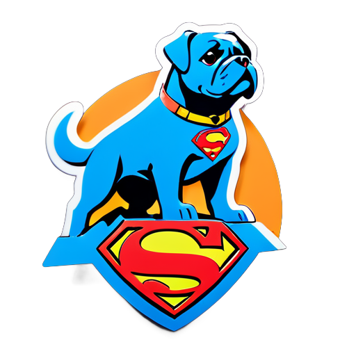 superman on top of dog
 sticker