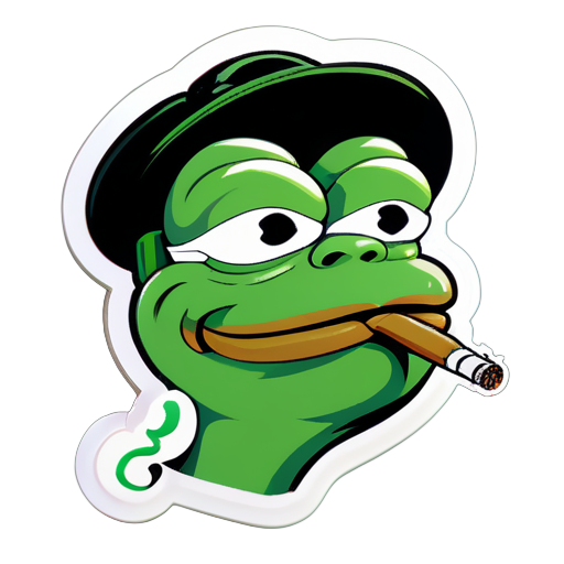 image d'un pepe fumant 🚬 de la cocaïne sticker