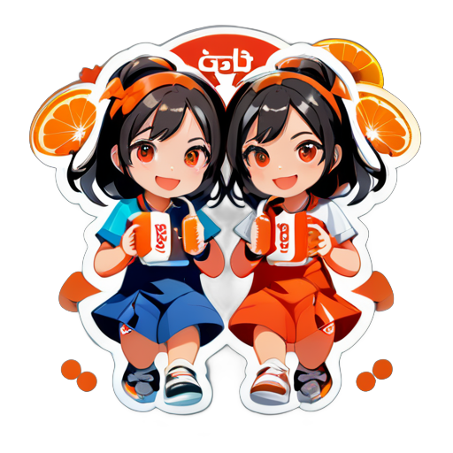 Coke and Orange, are the nicknames of two girls, a pair of good sisters, the nicknames have beautiful implications, '可橙' also means 'can succeed'. sticker