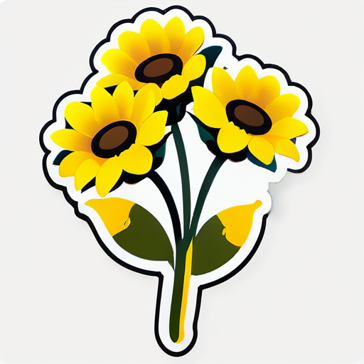 Crea un Sticker de un ramo de flores amarillas, pueden ser rosas o girasoles 
 sticker