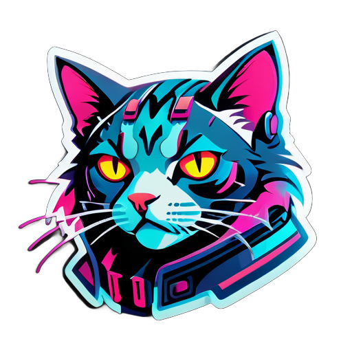 Mèo Cyberpunk sticker