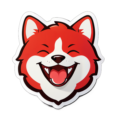 Cão Shiba Inu vermelho, sorrindo, com a língua para fora, com padrão de número dezessete no corpo sticker