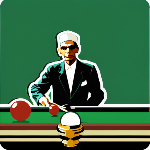 Quaid e Azam Muhammad Ali Jinnah가 당구를 치는 모습 sticker