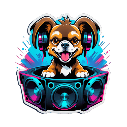 Dubstep Dog with Subwoofer sticker