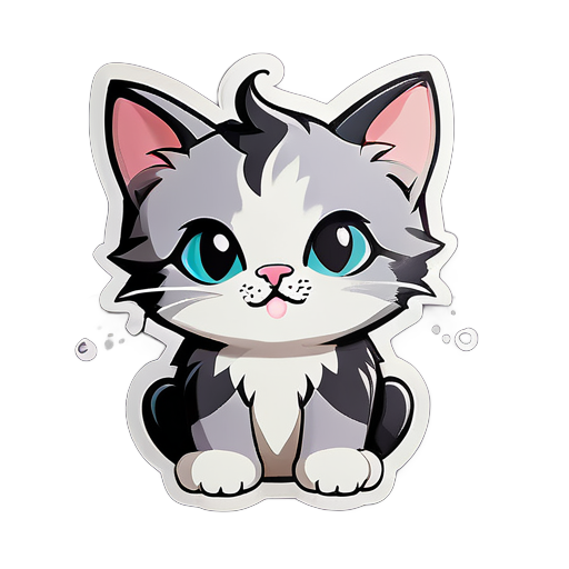 Gatinho calmo de corpo inteiro com piercing no nariz sticker