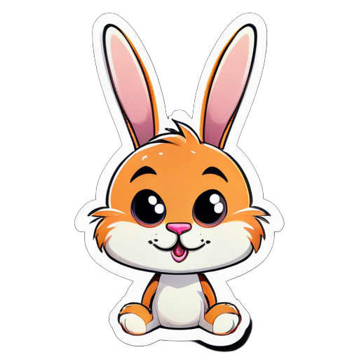 This Is An Illustration Of Cartoon Portrait Funny Nursery Schetch Drawn Tall Thin Funny rabbit Like Creature sticke sticker