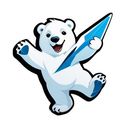 polar bear playing with a paper plane sticker