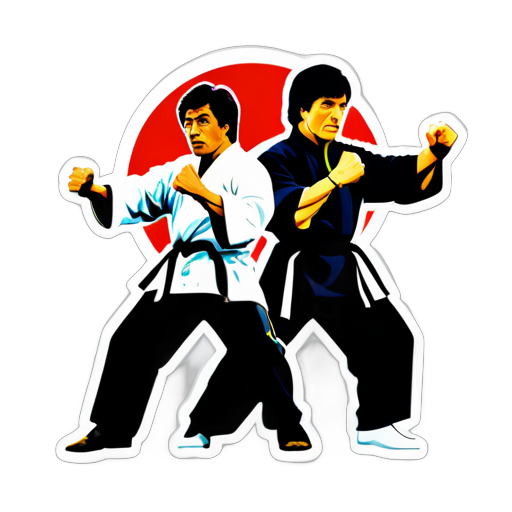 Ngôi sao võ thuật lừng danh Jackie Chan đang tham gia trận đấu với Hồng Kim Bảo sticker