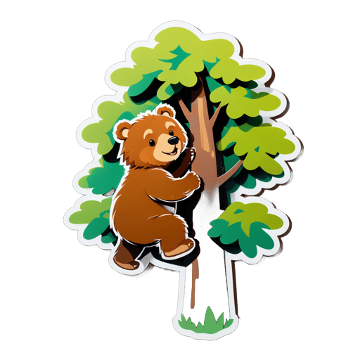 Oso pardo trepando a un árbol sticker