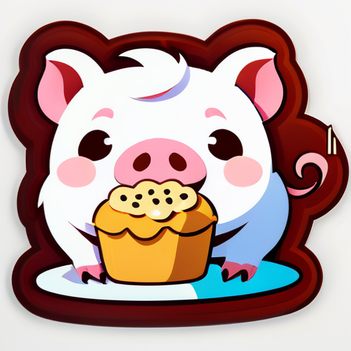 a pig eatting food sticker