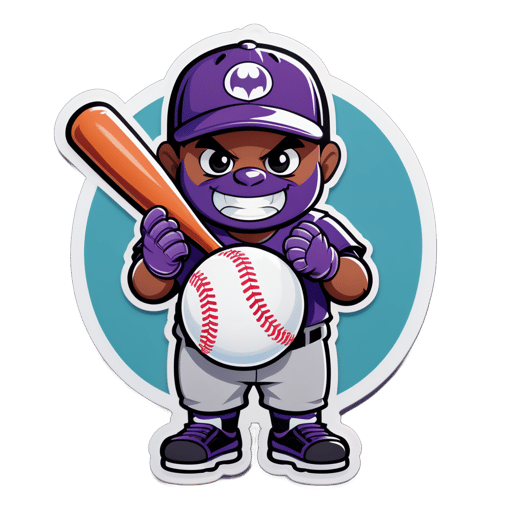 Une chauve-souris avec une batte de baseball dans sa main gauche et un gant de baseball dans sa main droite sticker