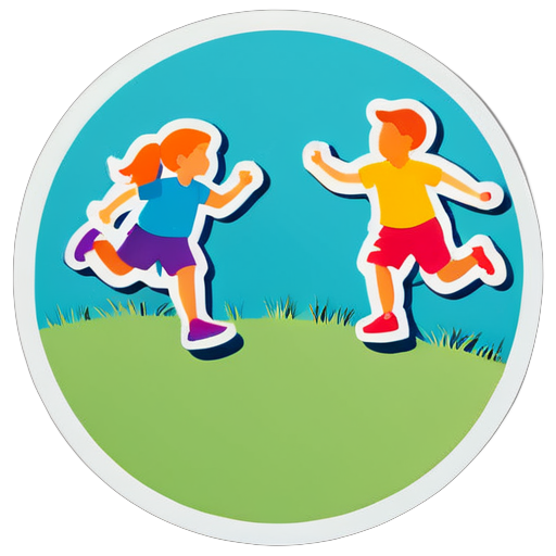 Ground with kids playing sticker