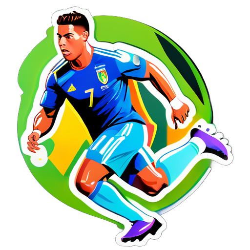  Ronaldo is running with football sticker