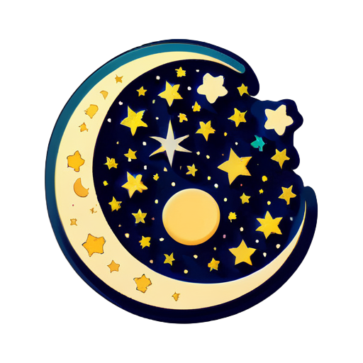 The stars and the moon in the night sky sticker