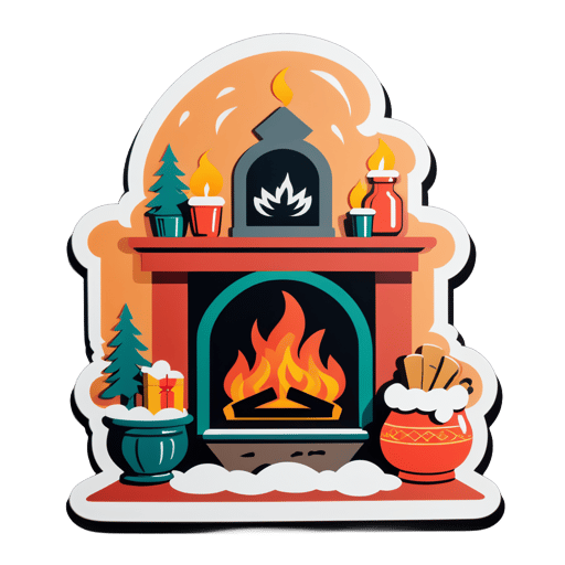 Escena acogedora de chimenea sticker