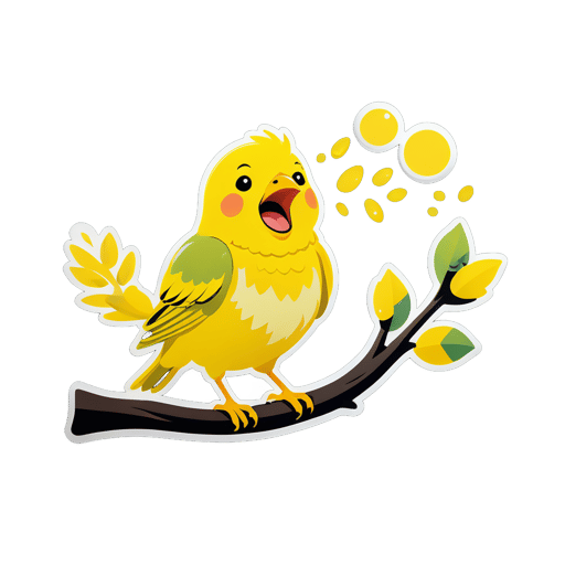 Yellow Canary Singing on a Branch sticker