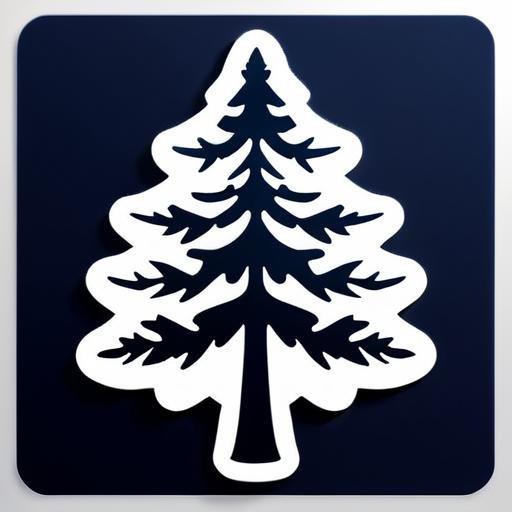 arbre de pruche blanc sur fond bleu marine sticker