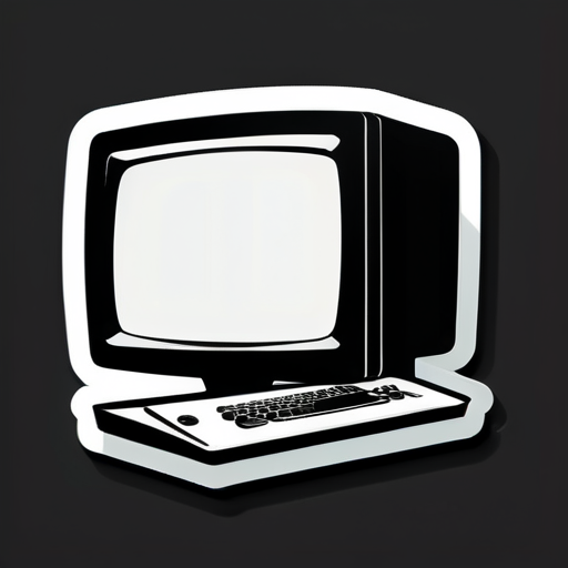 IT, computer, retro, flat, black and white sticker