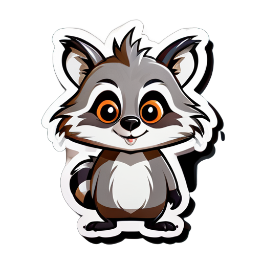 This Is An Illustration Of Cartoon Portrait Funny Nursery Schetch  Drawn Tall Thin Funny racoon Like Creature sticker