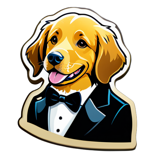 golden retriever com terno sticker