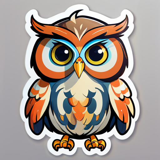 This Is An Illustration Of Cartoon Portrait Funny Nursery Schetch Drawn Tall Thin Funny owl Like Creature sticke sticker