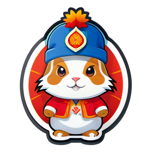 Mitu - lapin xiaomi. Il porte le chapeau national du Kirghizistan appelé kalpak. sticker