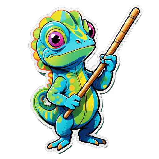 Caméléon classique avec baguette de chef d'orchestre sticker